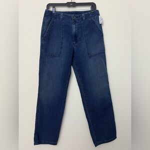 NWT AG Adriano Goldschmied Analeigh High-Rise Straight Crop Dark Blue Trousers